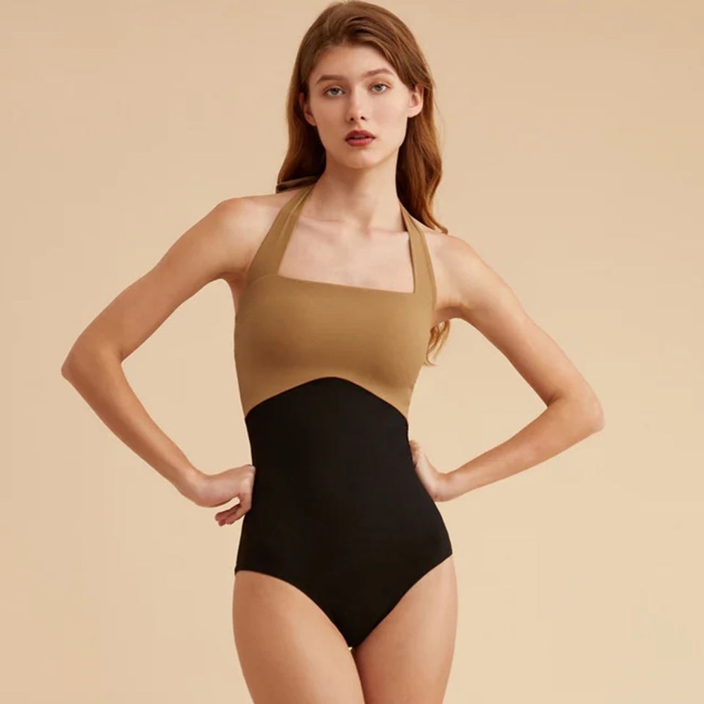 Fashion Colour block one piece halter swimwear - Picture 8 of 13